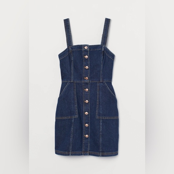 Divided Dresses & Skirts - H&M Divided Dark Blue Denim Button Up Mini Dress with Pockets Women’s Size 6